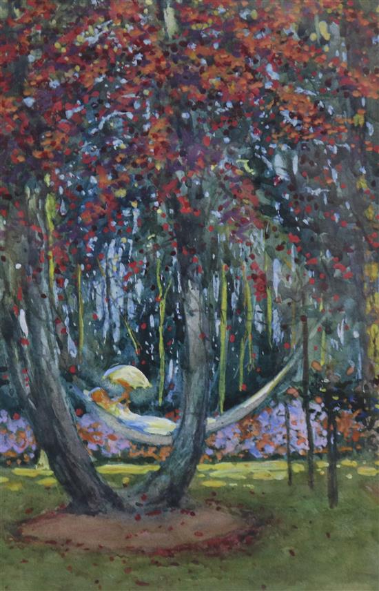 Tom Mostyn (1864-1930), watercolour, The Hammock